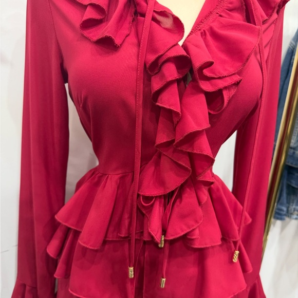 RED 2PCs Ruffled Pant Set - Picture 3 of 15